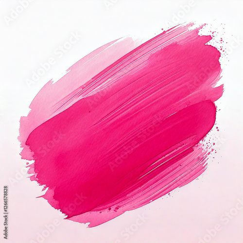 Watercolor stroke of pink color on white background
