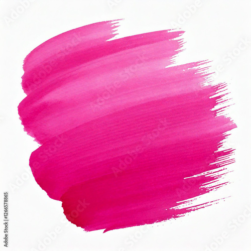 Watercolor stroke of pink color on white background