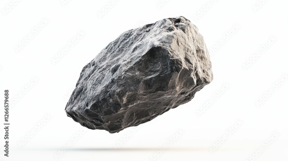 Floating Rock Formation Against White Background Composition Floating Rock Formation Against White Background Composition