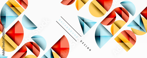 Abstract geometric pattern with intersecting circles and triangles in gradients. The high-contrast composition creates depth and a dynamic, modern aesthetic