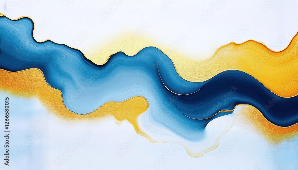 abstract fluid wave design with blue, gold and white lines, modern graphic art for contemporary decor or branding abstract fluid wave design with blue, gold and white lines, modern graphic art for contemporary decor or branding