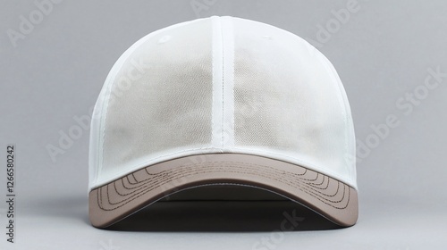 Stylish White and Beige Baseball Cap photo