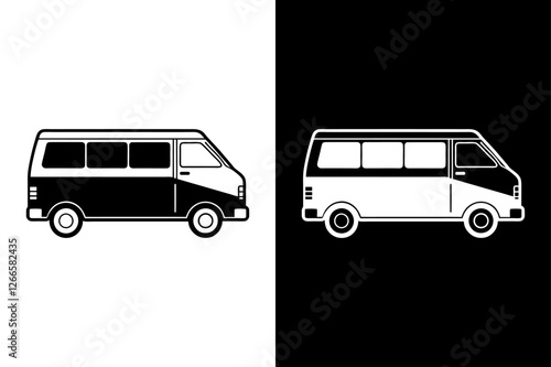 Stylish Van Icon Perfect for Transportation Graphics