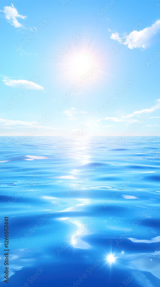 Bright ocean water reflecting sunlight under clear blue sky Bright ocean water reflecting sunlight under clear blue sky
