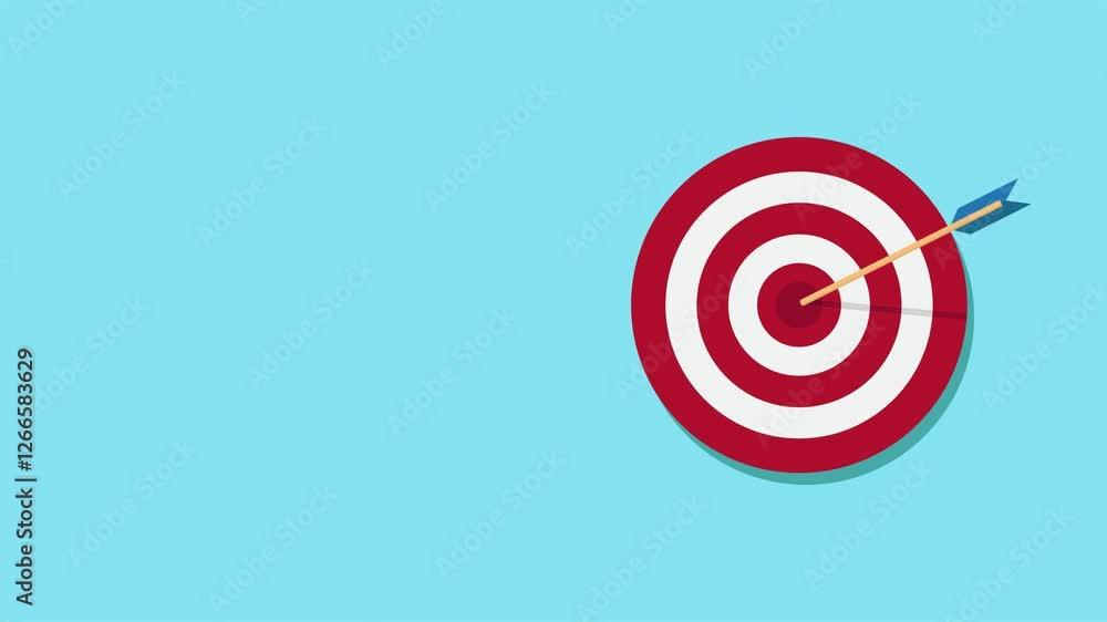 4k Animation of Red Bullseye Target with Arrow Shooting to the Center. 4k Animation of Red Bullseye Target with Arrow Shooting to the Center.