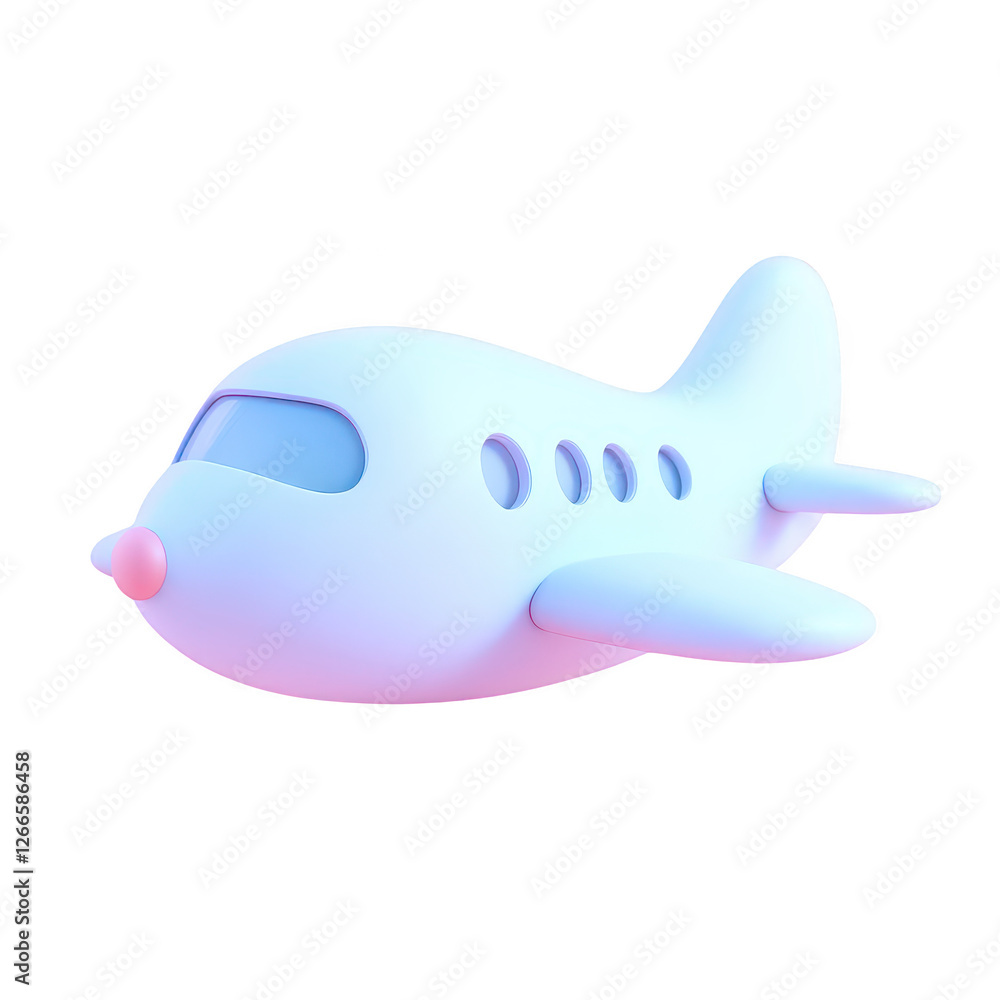 A pastel pink and white toy airplane with smooth, rounded design. A pastel pink and white toy airplane with smooth, rounded design.