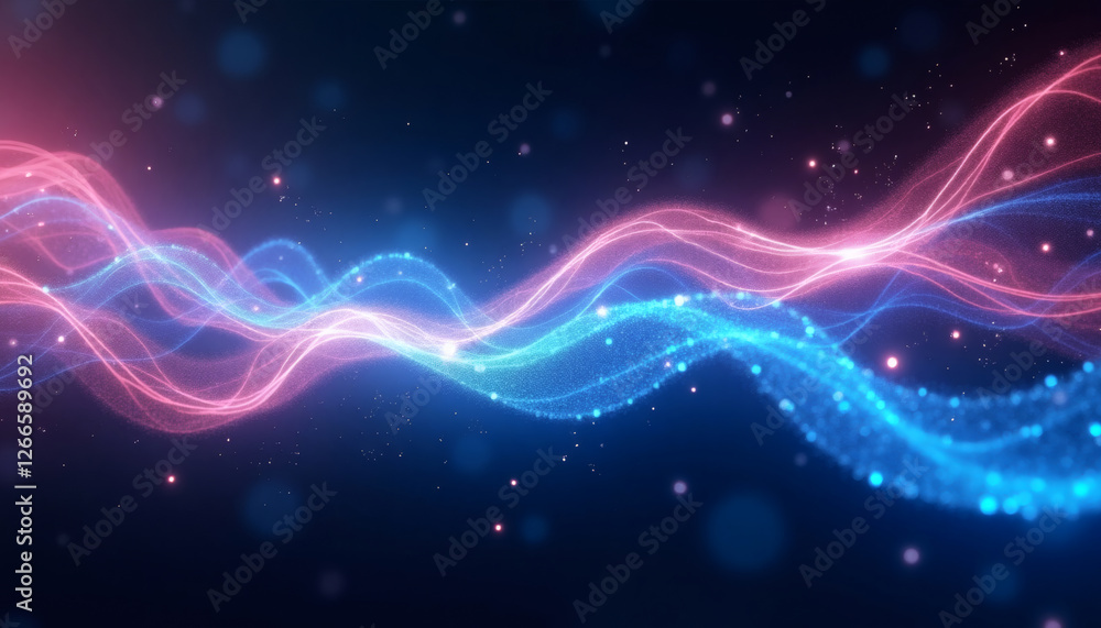 Fototapeta premium Radiant Neon Waveforms Pulsing Through Deep Space
