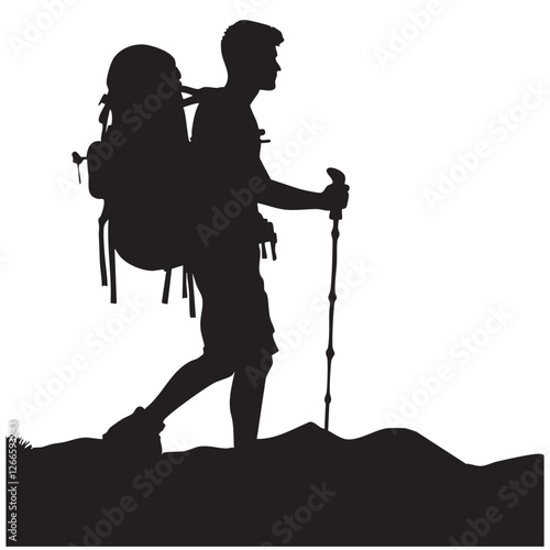 A hiker silhouette vector