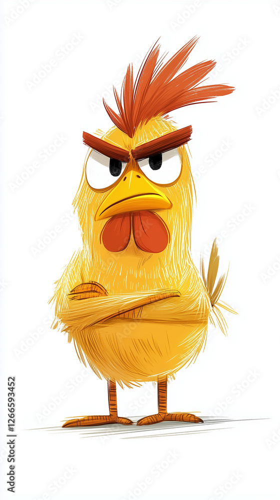 Fototapeta premium One Angry Chicken on white background