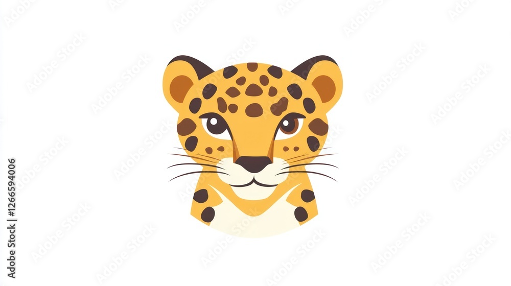 Cute cheetah cub portrait, wildlife, jungle background, children's book illustration Cute cheetah cub portrait, wildlife, jungle background, children's book illustration