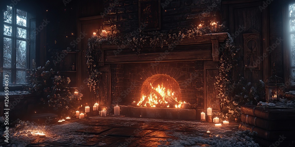 Obraz premium Cozy Christmas Fireplace