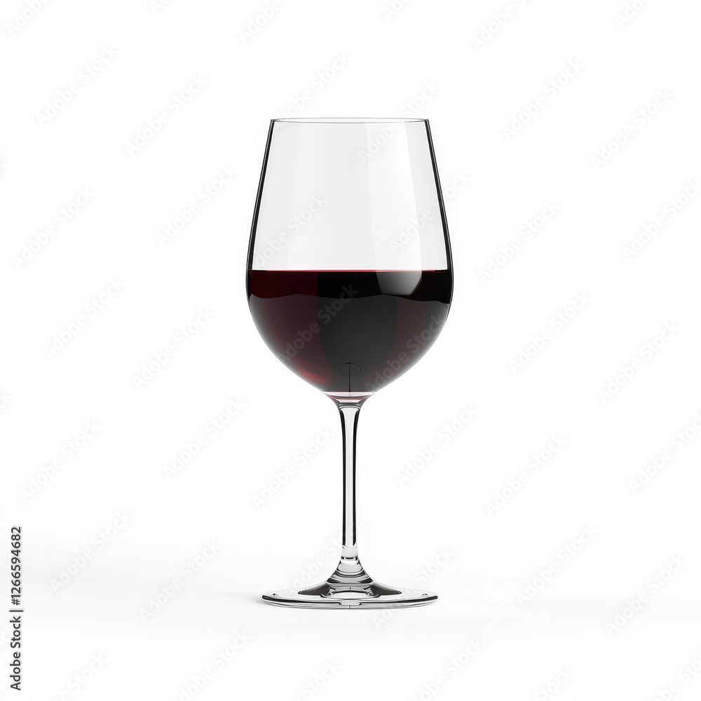 Elegant glass of red wine on a clean white background., on a white background Elegant glass of red wine on a clean white background., on a white background