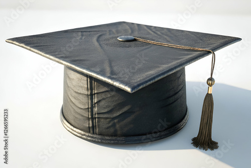 Close Up Of Graduation Cap With Tassel On White Background. Graduation Cap And