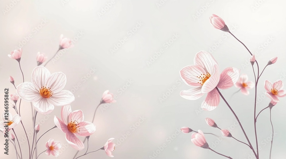 Obraz premium Spring flowers on pastel background with copy space