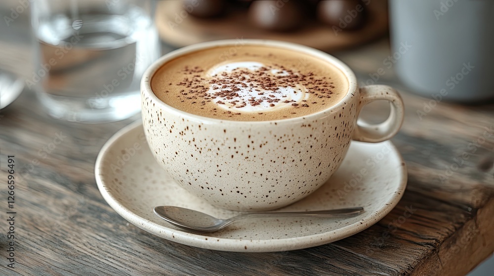 Cups of Hot and Cold Cappuccino on an Old Wooden Table in the Morning. Cups of Hot and Cold Cappuccino on an Old Wooden Table in the Morning.