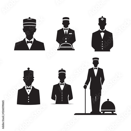 bellboy silhouette icons vector art illustration