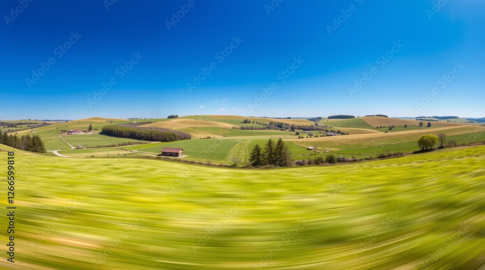Naklejka premium A dynamic, motion-filled panorama of Romania's springtime