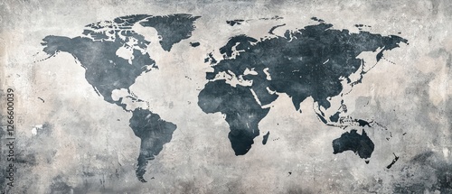 A large blue and white world map with a grey background. Generative AI