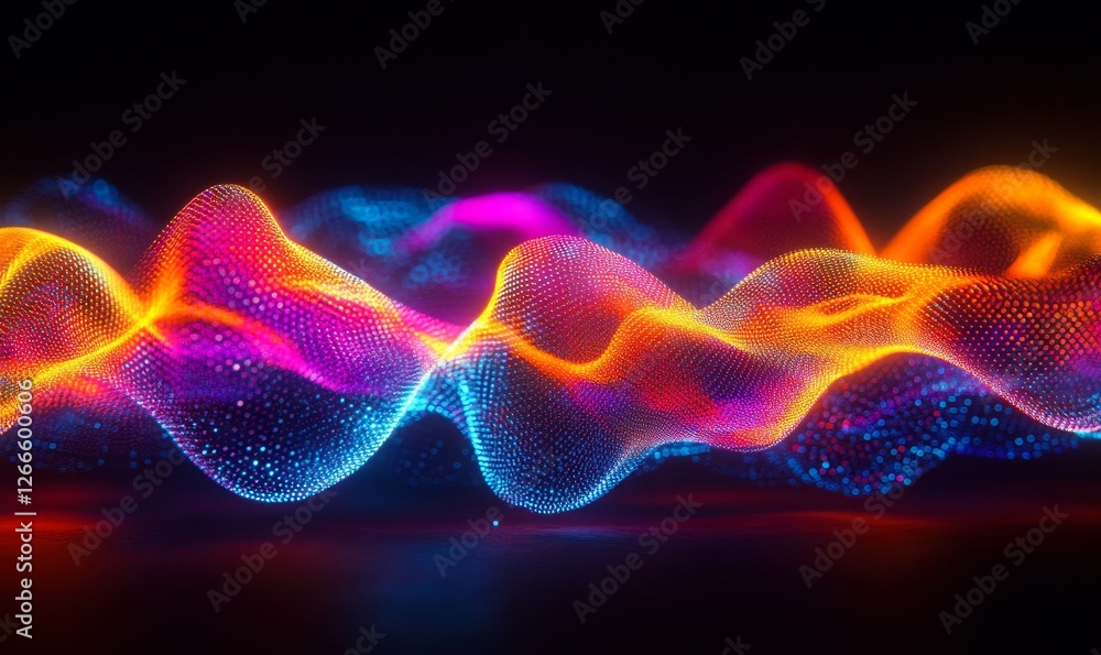 Fototapeta premium Abstract Neon Glowing Art Background, Generative AI