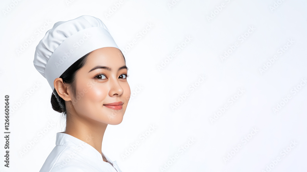Malay young chef woman smiling isolated on white background Malay young chef woman smiling isolated on white background