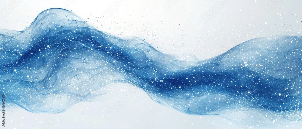 Obraz premium A clean, blue splash of liquid with an ice cube creates a fresh, abstract ripple in the water. Generative AI