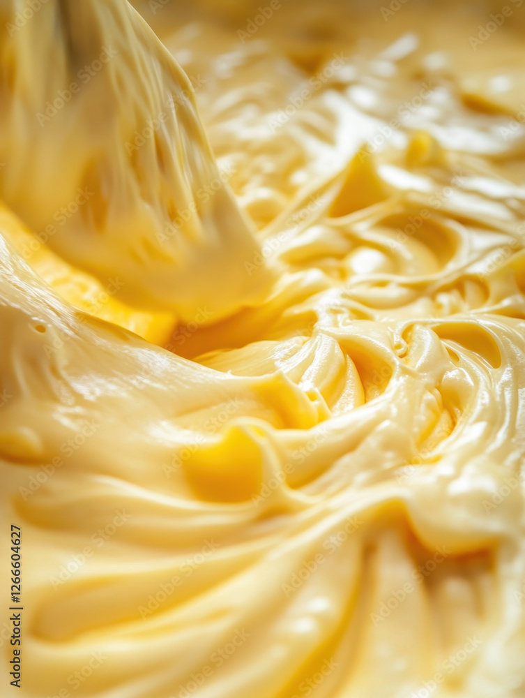 Close-up of a bowl of mac and cheese being stirred Close-up of a bowl of mac and cheese being stirred