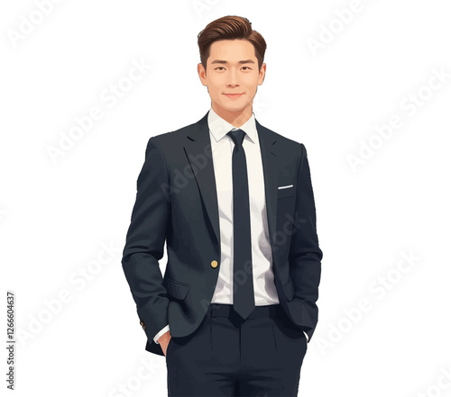 Handsome man in a dark suit with a transparent background