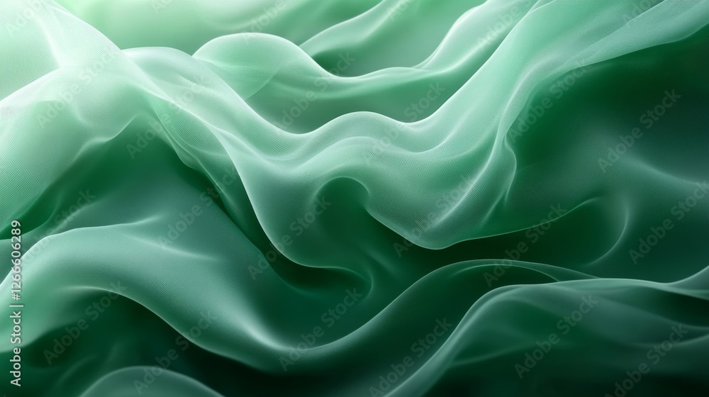 Green Silky Wave Digital Background, Generative AI Green Silky Wave Digital Background, Generative AI