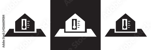 Home thermostat  icon, simple house temperature flat design pictogram vector. App ,logo ,  web webpage button interface elements. isolated on white and black background. Vector illustration. EPS 10