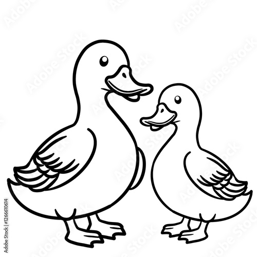 duck black and white animal coloring book
