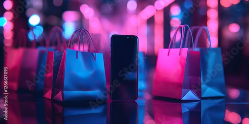 Mobile Shopping with Neon Lights