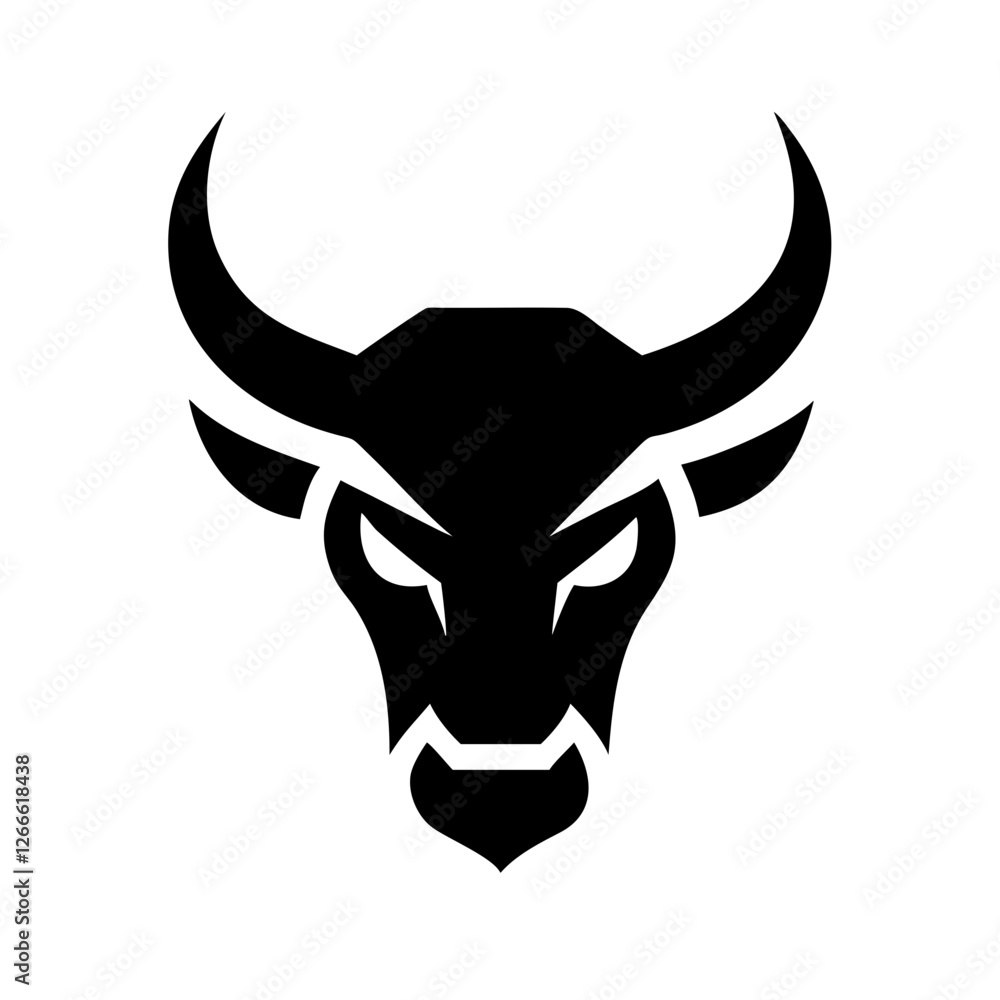 A battle-ready bull head icon symbolizing courage, aggression, and fearless determination. A battle-ready bull head icon symbolizing courage, aggression, and fearless determination.
