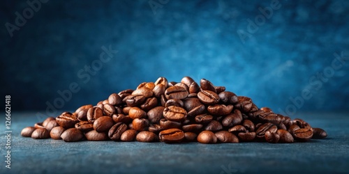 Wallpaper Mural Aromatic Roasted Coffee Beans in a Conical Heap on Dark Blue Surface Torontodigital.ca