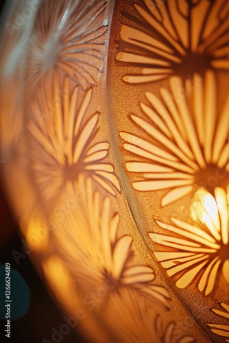 Intricate lantern design casts beautiful floral patterns, illumi photo