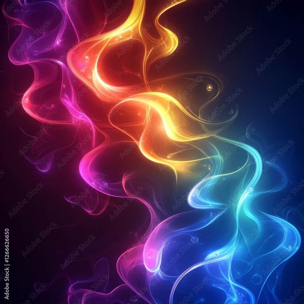 Obraz premium Multicolored Neon Energy Flow Background, Generative AI