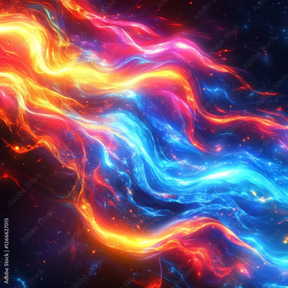 Obraz premium Multicolored Neon Energy Flow Background, Generative AI