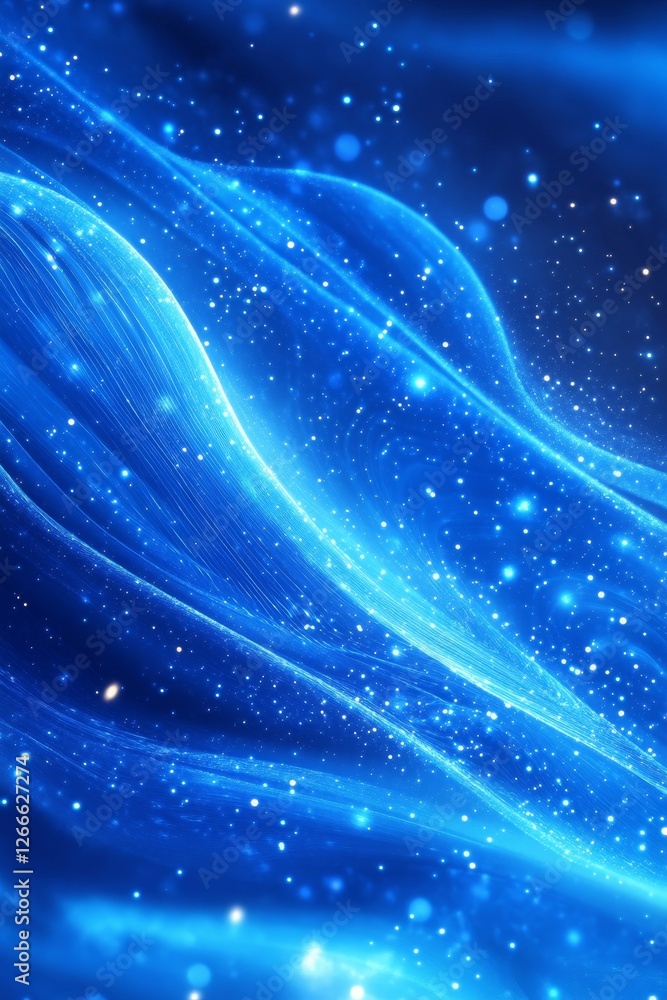 Obraz premium Shining Blue Wavy Lines Abstract Background, Generative AI