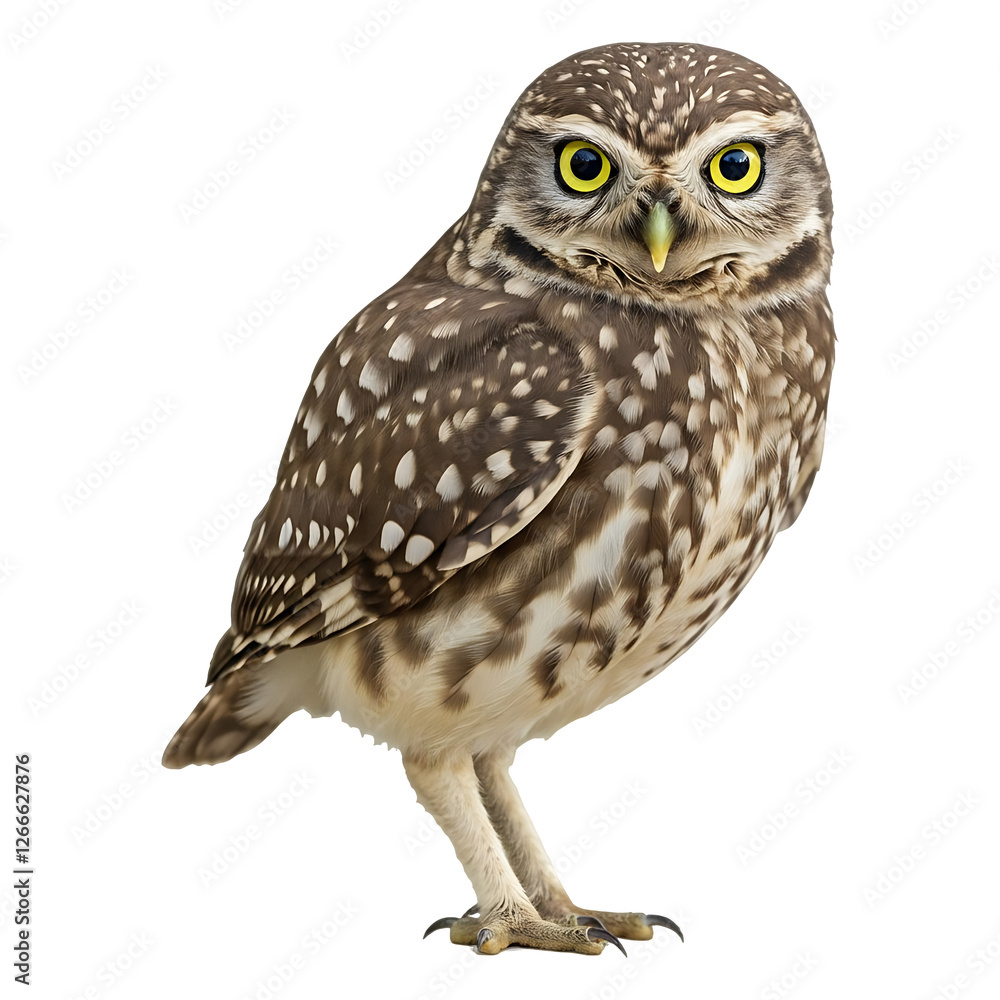 Fototapeta premium Little Owl Perched, Alert and Focused.