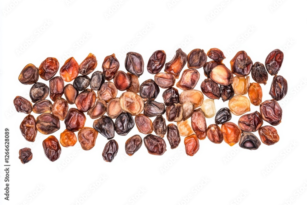 Fototapeta premium Dried berries scattered, studio shot, white background, food ingredient