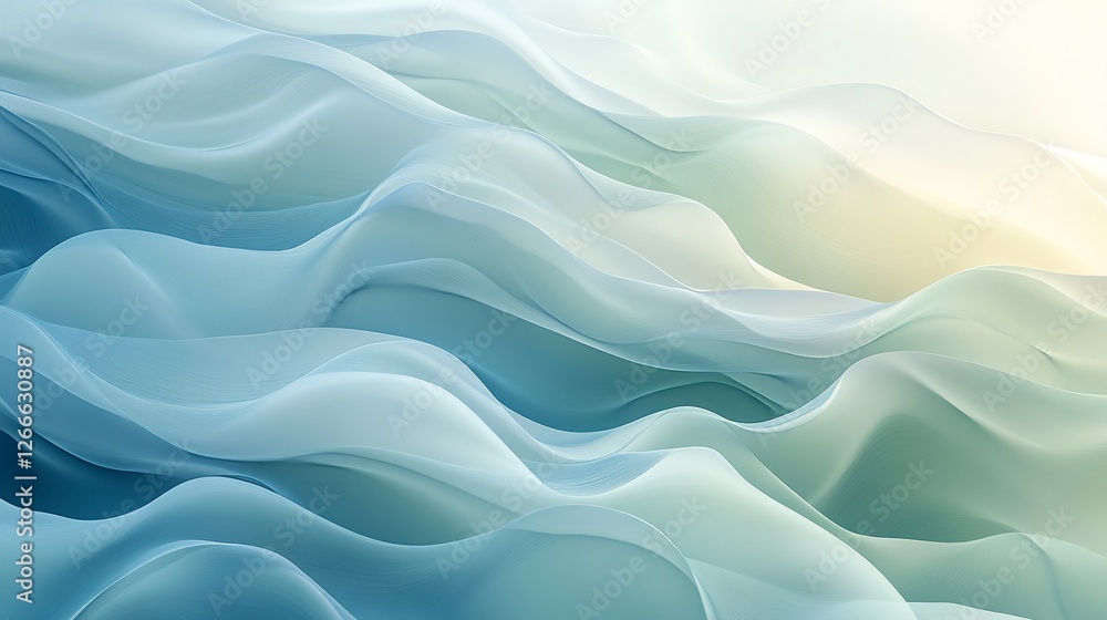 Soft Fluid Waves in Blue and Green Tones for Abstract Background Soft Fluid Waves in Blue and Green Tones for Abstract Background