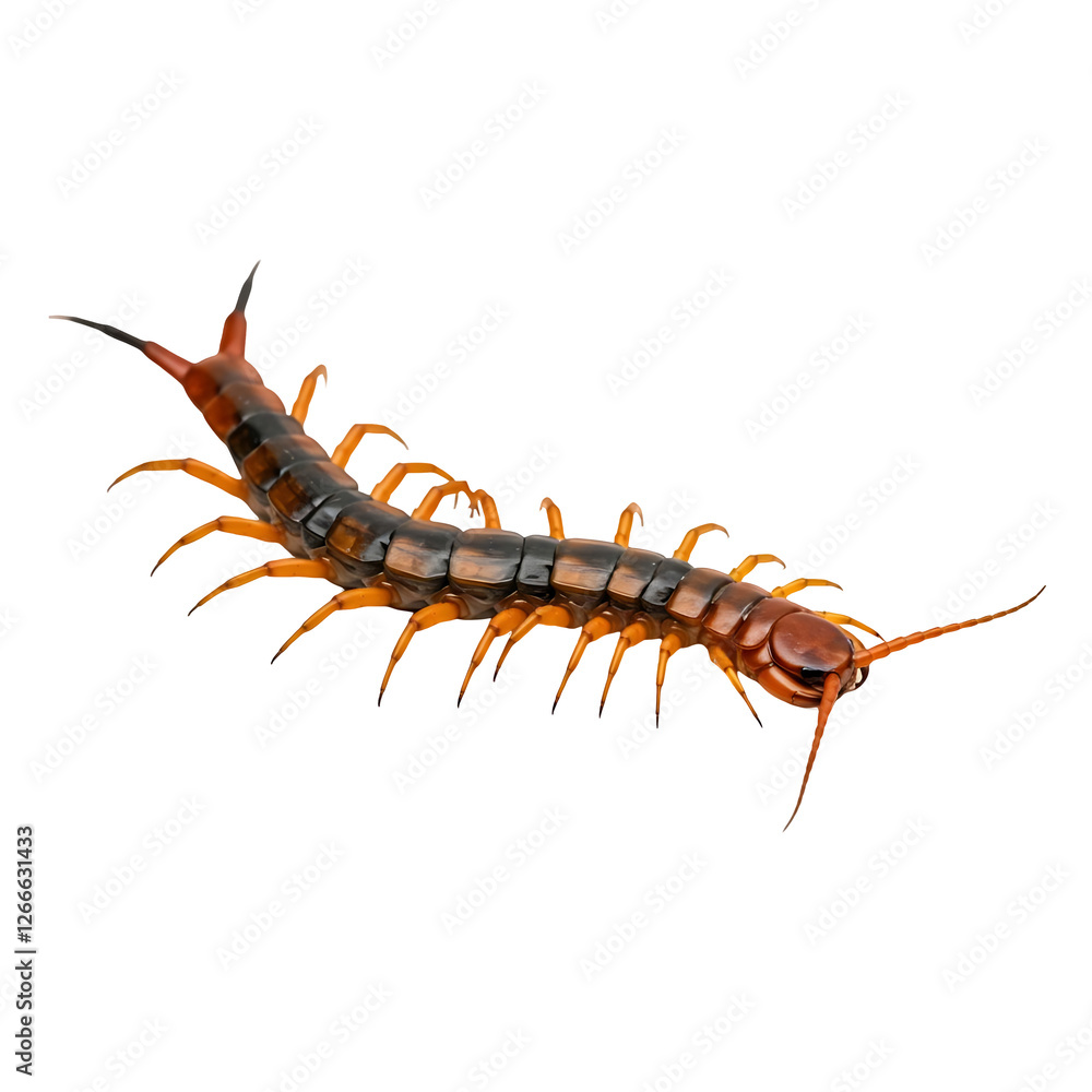 Striped Centipede Crawling in Darkness Striped Centipede Crawling in Darkness