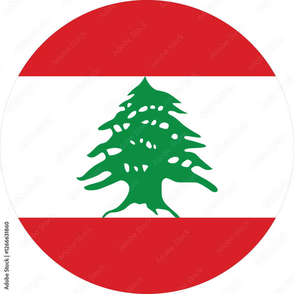 Naklejka premium Lebanon flag icon. Round circle flag icon design, vector illustration