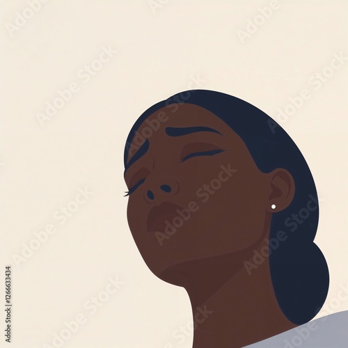 Low Angle of Worried Sad Black Woman