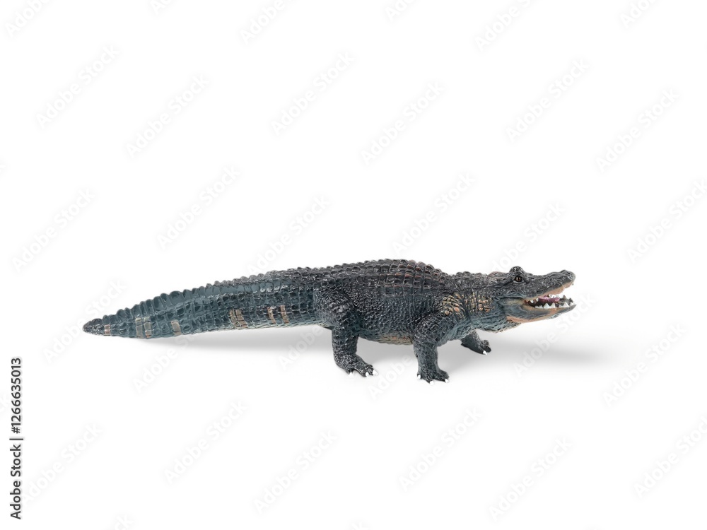 miniature crocodile toy with white background miniature crocodile toy with white background