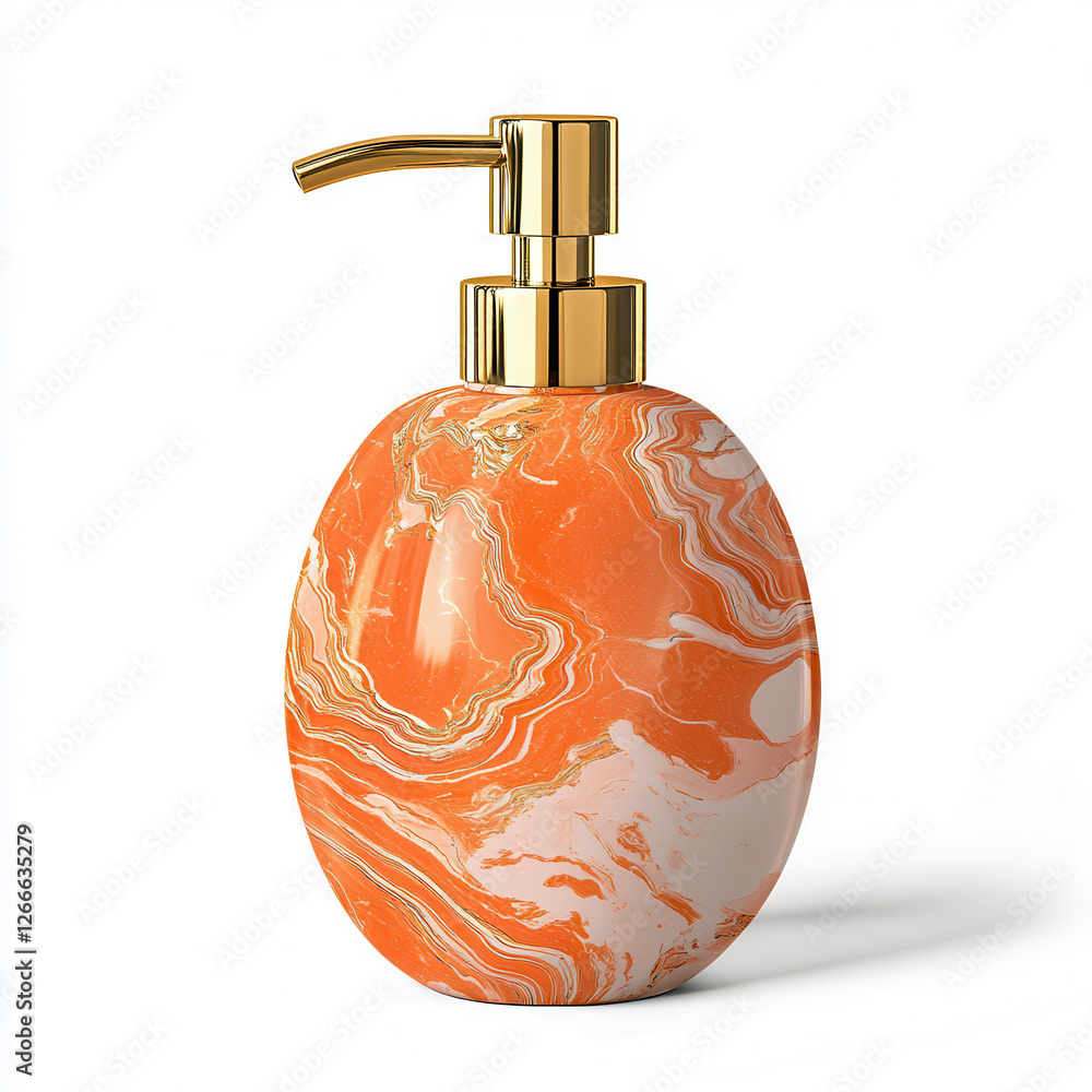 Obraz premium Elegant Soap Dispenser: A close-up shot of a stylish soap dispenser, showcasing its artistic design and luxurious materials. The dispenser, with its opulent golden accents.