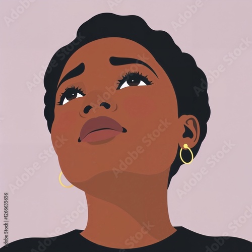 Low Angle of Black Woman with an Intent Expression