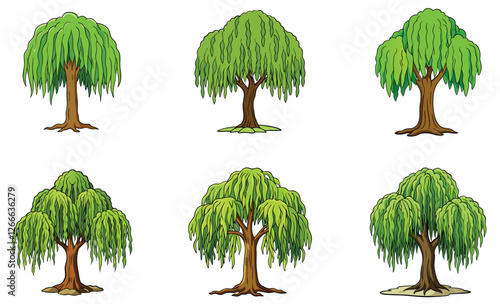 Willow tree vector art design on white background