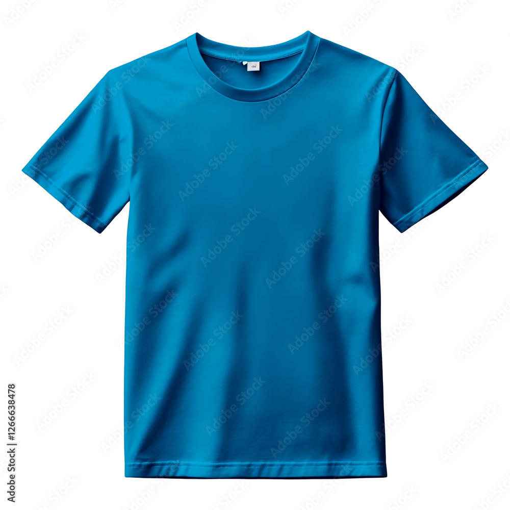 Blue T-shirt template isolated on a transparent background.