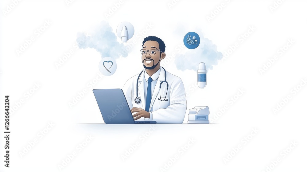 Man focused on laptop work at desk, enhancing productivity through technology Man focused on laptop work at desk, enhancing productivity through technology