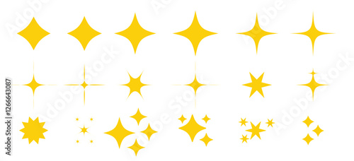 Star icon collection. Different star shapes. Twinkle star shape. Magic light Glint Flash effect. Vector illustration
